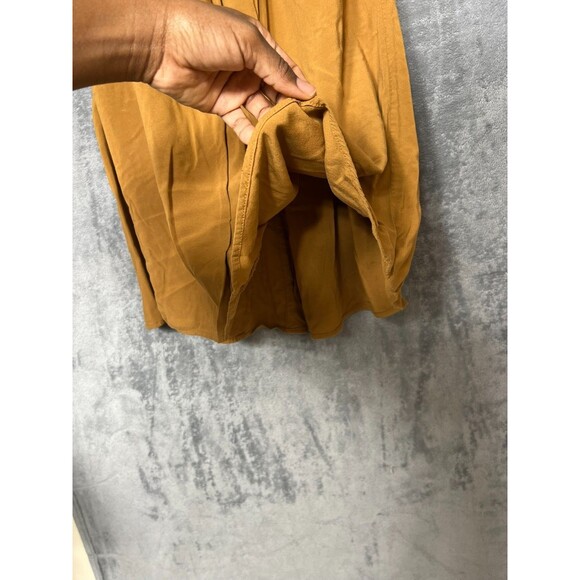 Forever 21 Camel Brown Button Front Midi Skirt M Rayon A Line Pockets Boho - Picture 14 of 15